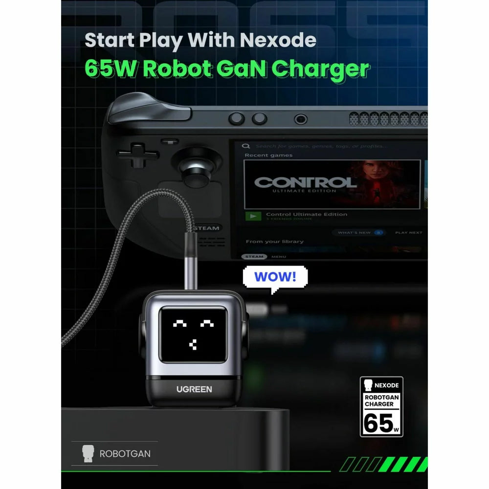 Punjač za mrežu UGREEN CD361 Uno, 65W, 3.25A, 1 x USB-A - 2 x USB-C, Crni