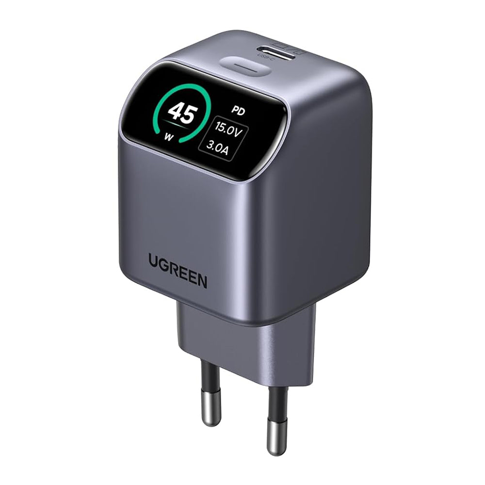 Mrežni punjač UGREEN Nexode Pro X740 (25419B) s zaslonom, 45 W, 3 A, 1 × USB-C, sivi