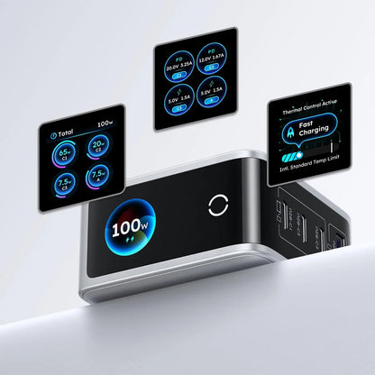 UGREEN Nexode Pro X772 (95942B) mrežni punjač sa zaslonom, 100 W, 5 A, 1 x USB-A – 3 x USB-C, sivi