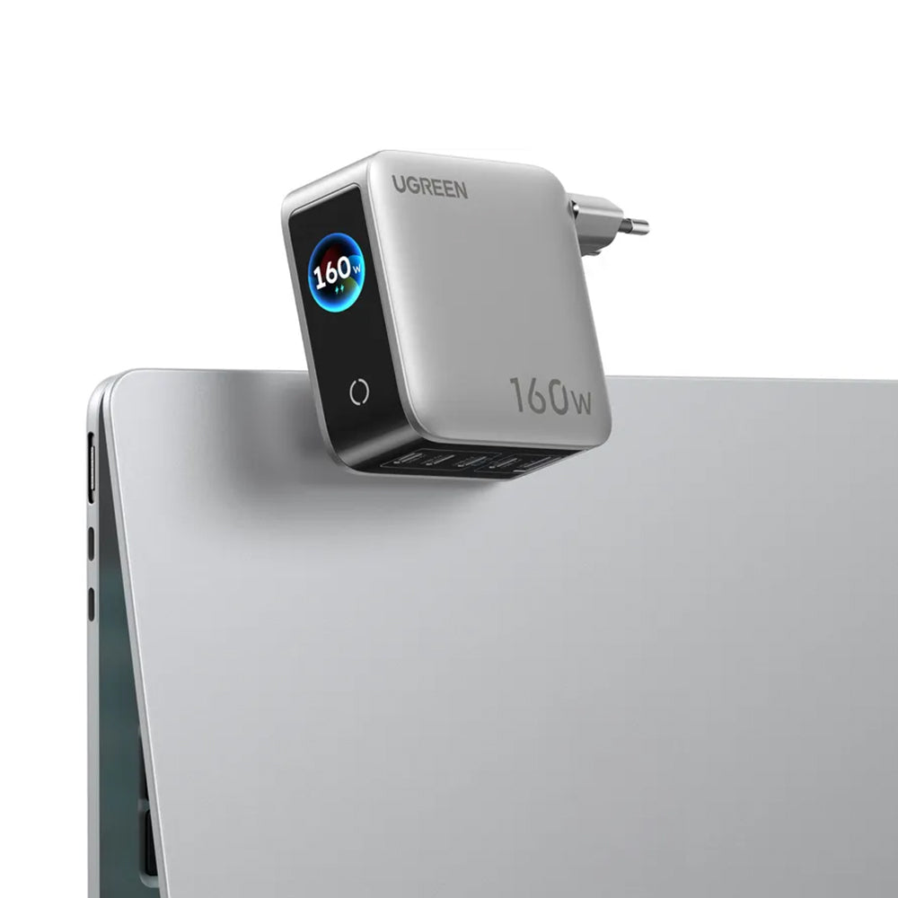 UGREEN Nexode Pro X774 (65637B) mrežni punjač sa zaslonom, 160 W, 5 A, 1 x USB-A – 4 x USB-C, sivi