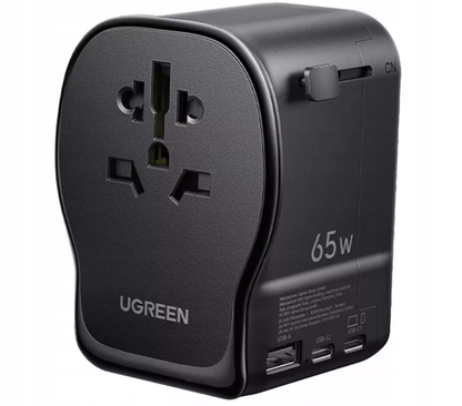 UGREEN Travel S550 mrežni punjač (55001), 65W, 3.25A, 1 x USB-A - 2 x USB-C, Crna