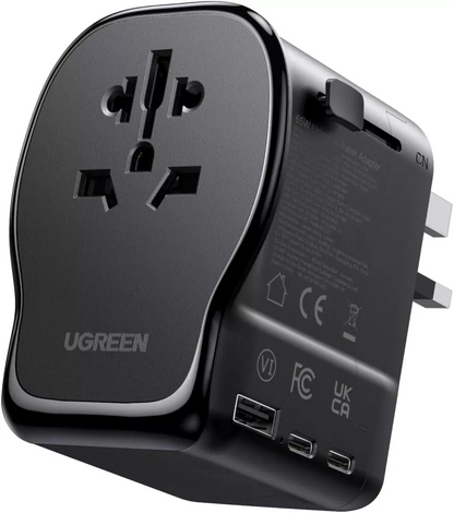 UGREEN Travel S550 mrežni punjač (55001), 65W, 3.25A, 1 x USB-A - 2 x USB-C, Crna