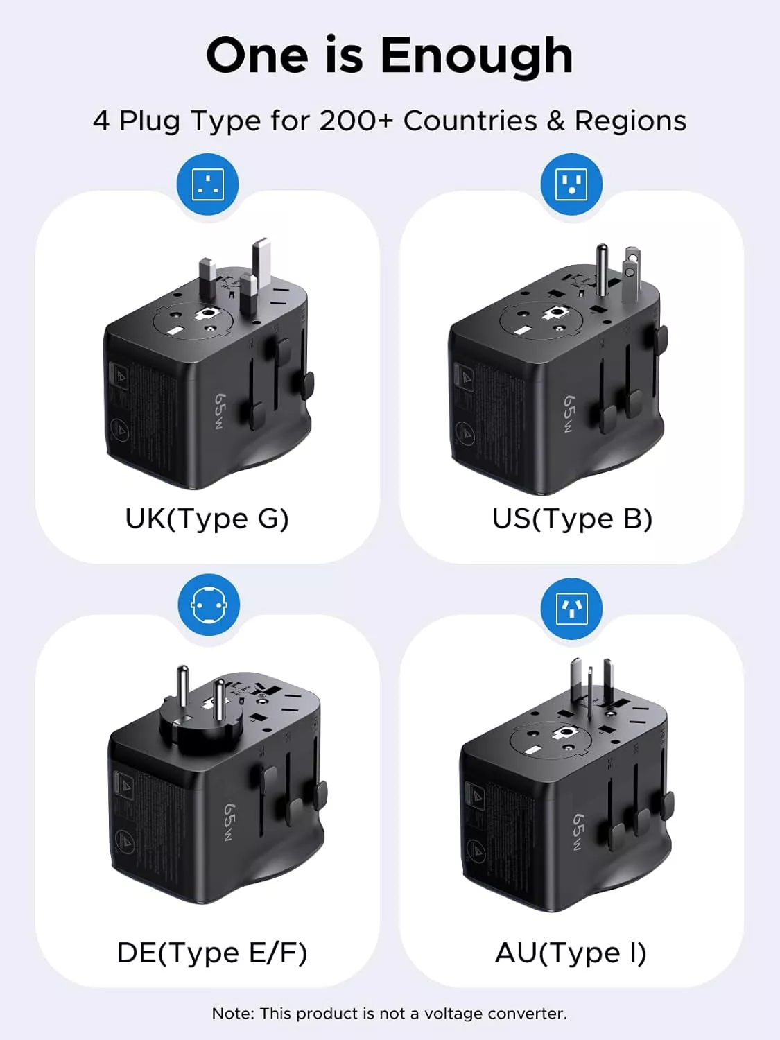 UGREEN Travel S550 mrežni punjač (55001), 65W, 3.25A, 1 x USB-A - 2 x USB-C, Crna