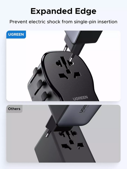 UGREEN Travel S550 mrežni punjač (55001), 65W, 3.25A, 1 x USB-A - 2 x USB-C, Crna