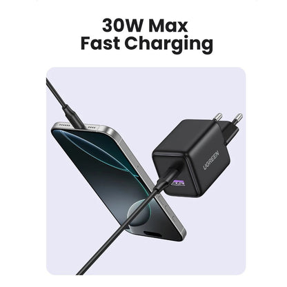 Punjač mreže UGREEN X516, 30W, 3A, 1 x USB-A - 1 x USB-C, Crni