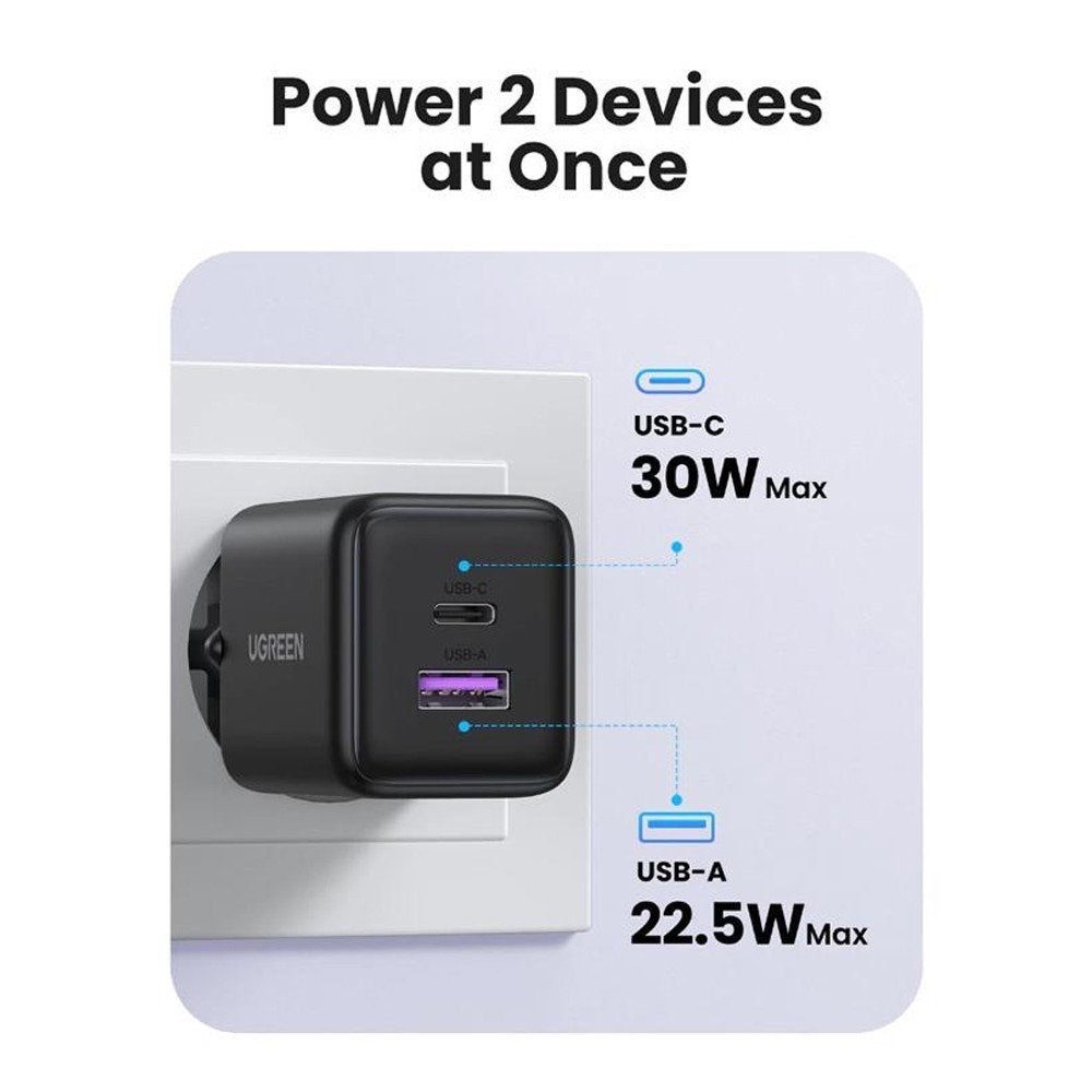 Punjač za mrežu UGREEN X516, 30W, 3A, 1 x USB-A - 1 x USB-C, Sivi