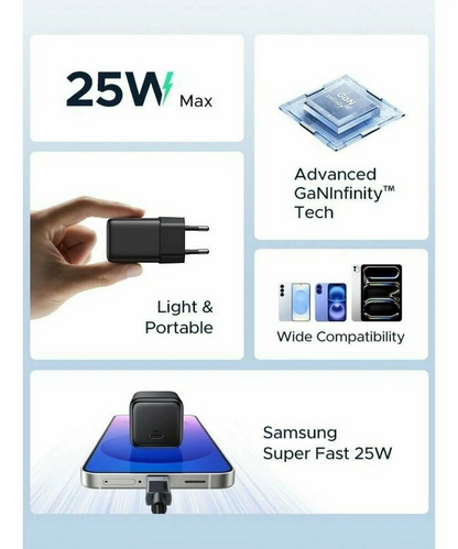 Punjač za mrežu UGREEN X517, 25W, 3A, 1 x USB-C, Crni