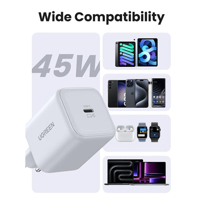 Mrežni punjač UGREEN X524 (65053), 45W, 3A, 1 x USB-C, Bijeli