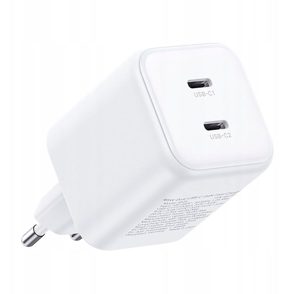 Mrežni punjač UGREEN X526 (65154), 45W, 3A, 2 x USB-C, Bijeli