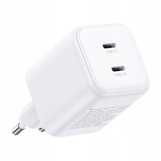 Mrežni punjač UGREEN X526 (65154), 45W, 3A, 2 x USB-C, Bijeli