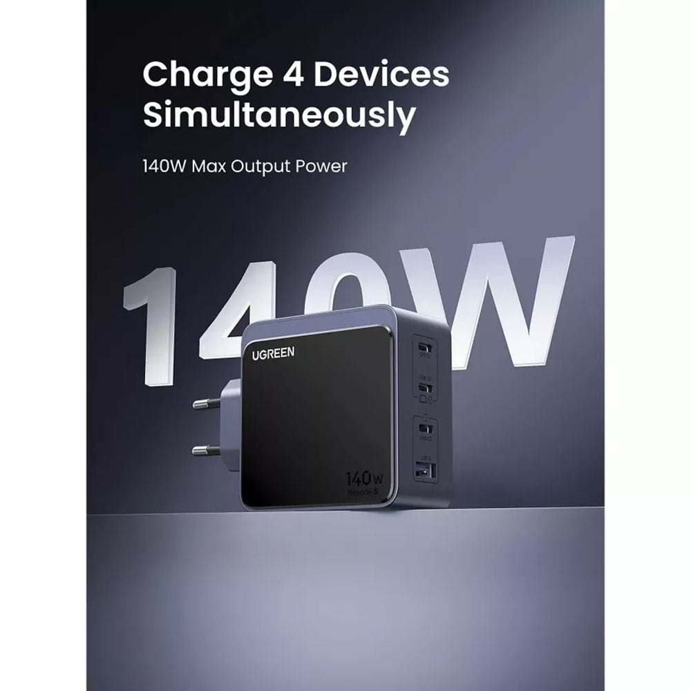 Punjač mreže UGREEN X570 Nexode S, 140W, 5A, 1 x USB-A - 3 x USB-C, Sivi