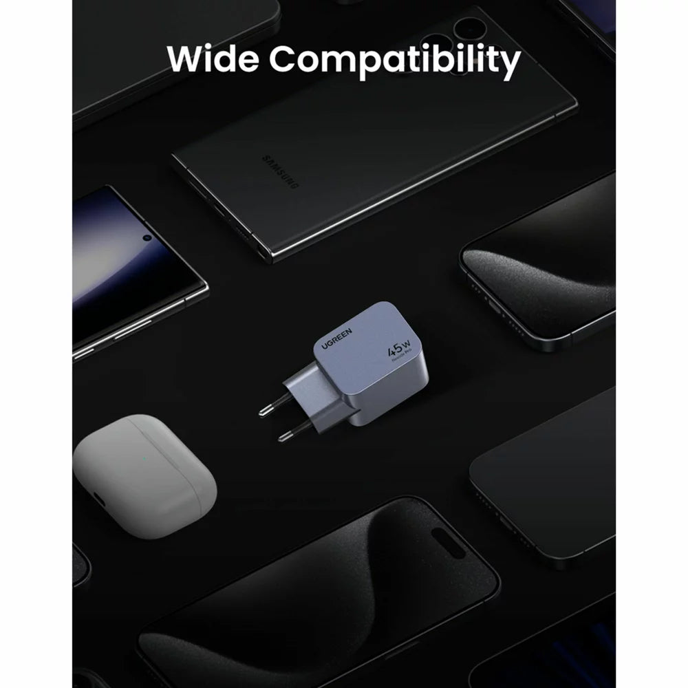 Punjač za mrežu UGREEN X707 Nexode Pro, 45W, 3A, 2 x USB-C, Sivi
