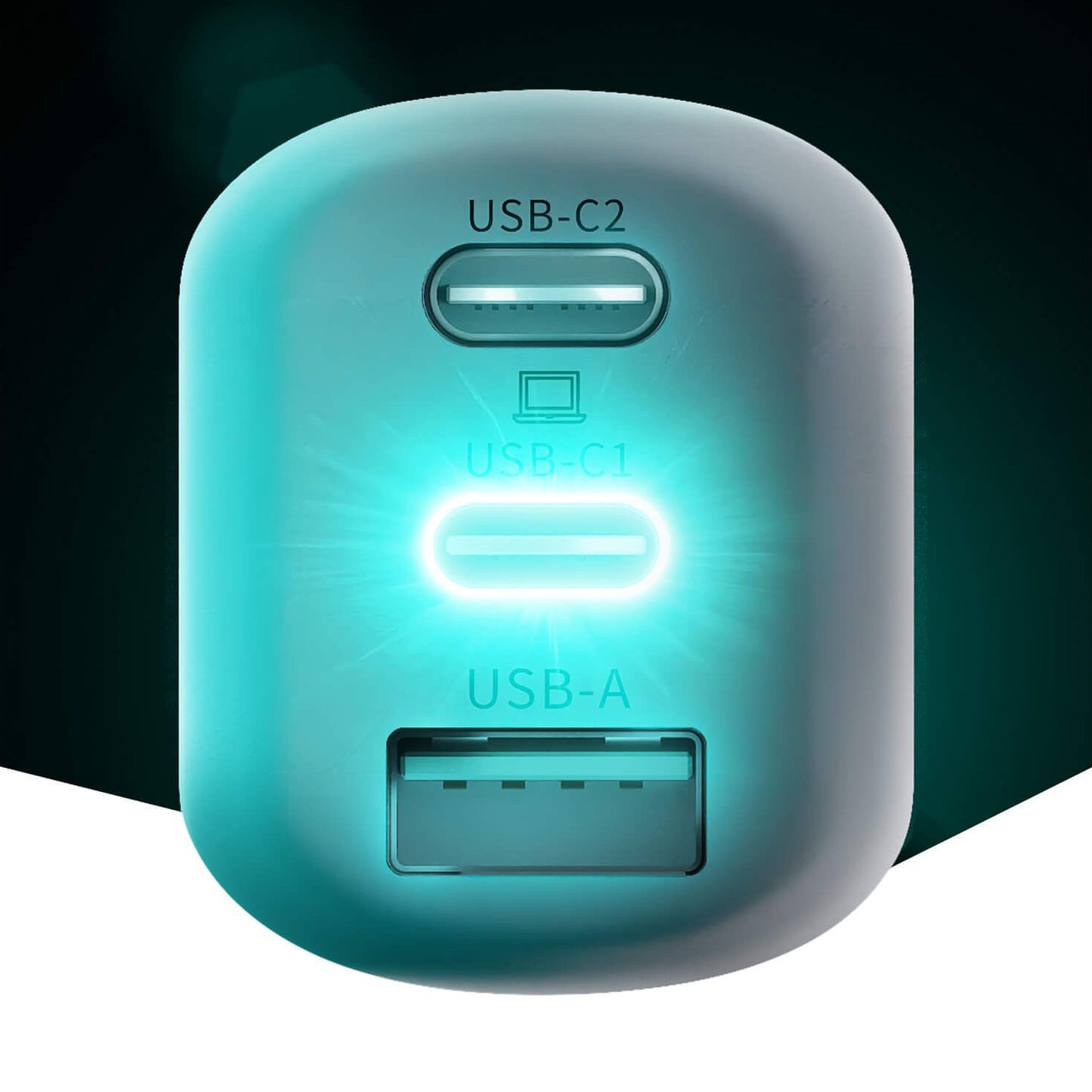 Mrežni punjač 3MK HyperCharger, 65W, 5A, 1 x USB-A - 2 x USB-C, Bijela