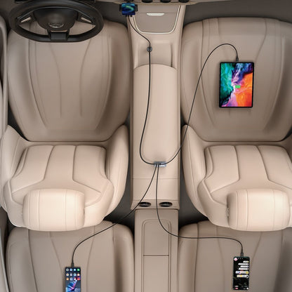 Auto punjač Baseus Share Together, 120W, 3A, 2 x USB-A - 2 x USB-C, Sivi CCBT-A0G