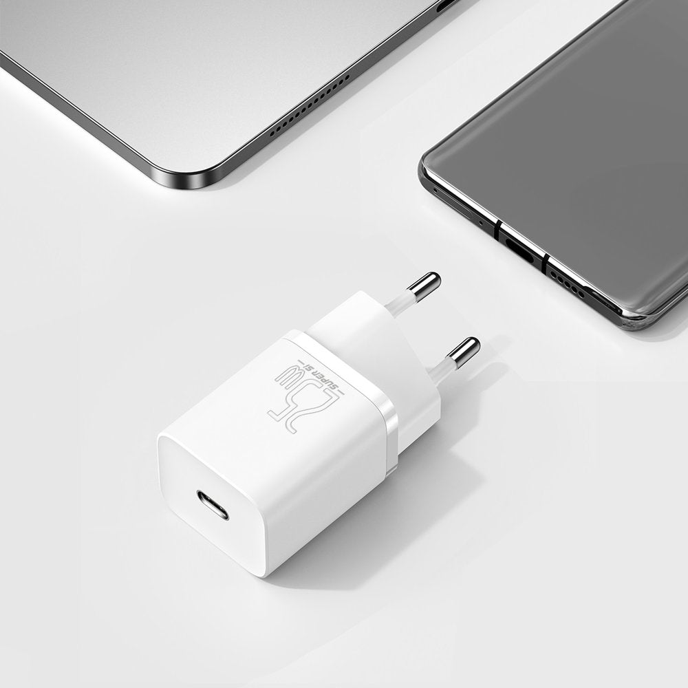 Punjač Baseus Super Si, 25W, 3A, 1 x USB-C, Bijeli CCSP020102