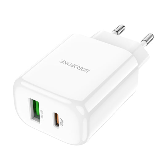 Punjač mreže Borofone BBN4 Potential, 20W, 3A, 1 x USB-A - 1 x USB-C, Bijeli