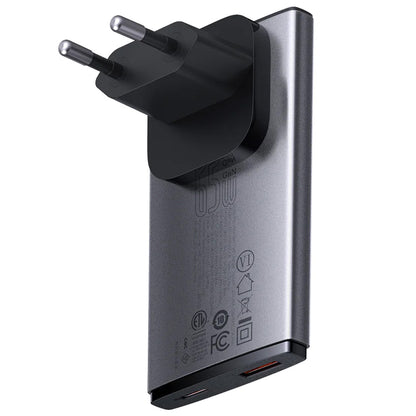 Mrežni punjač s USB-C kabelom Baseus GaN5 Pro Ultra Slim, 65W, 3.25A, 1 x USB-C, sivi CCGP150113