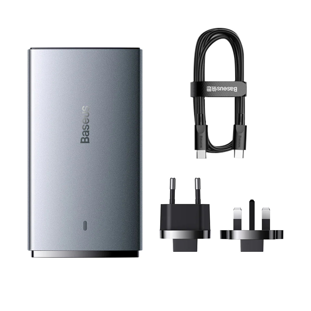 Mrežni punjač s USB-C kabelom Baseus GaN5 Pro Ultra Slim, 65W, 3.25A, 1 x USB-C, sivi CCGP150113