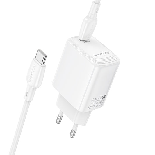 Punjač mreže s USB-C kabelom Borofone BN28 Fuente, 30W, 3A, 1 x USB-C, Bijeli