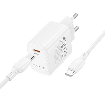 Punjač mreže s USB-C kabelom Borofone BN28 Fuente, 30W, 3A, 1 x USB-C, Bijeli
