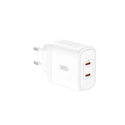 Punjač za mrežu s USB-C kabelom XO Design CE08, 50W, 3A, 2 x USB-C, bijeli