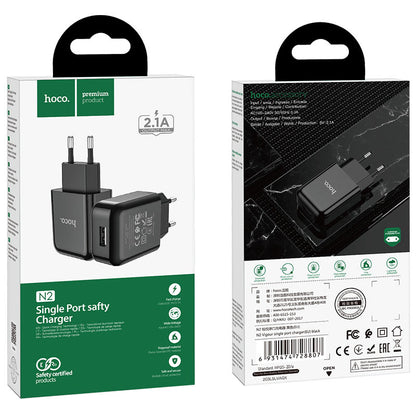 Punjač za mrežu HOCO N2, 10W, 2A, 1 x USB-A, Crni