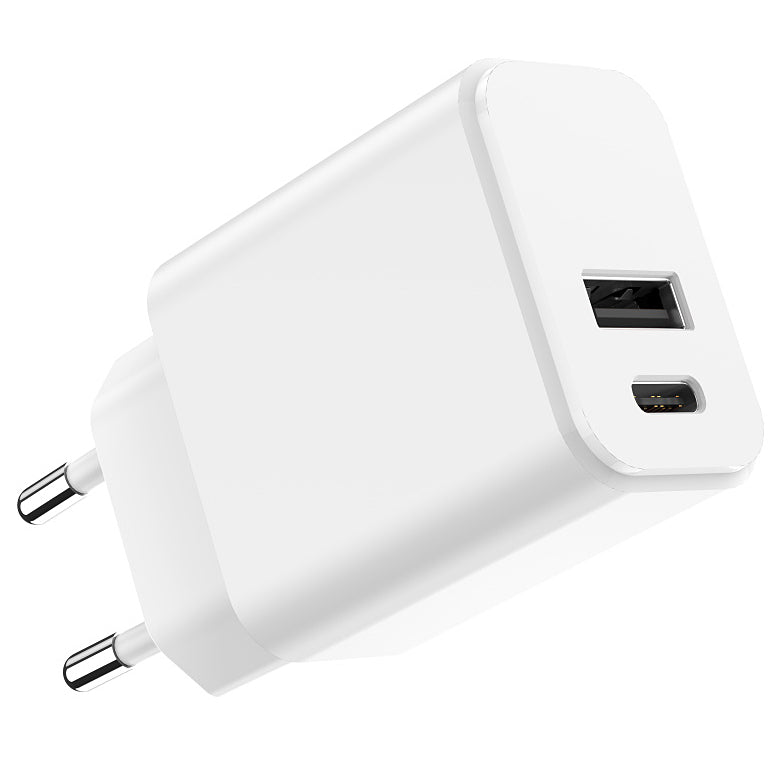Punjač Setty za mrežu, 20W, 3A, 1 x USB-A - 1 x USB-C, Bijeli