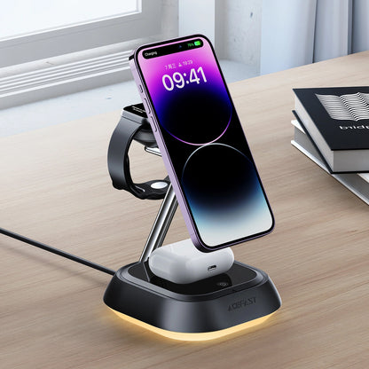 Bežični punjač Acefast E16 3u1, 15W, 1.67A, Crni