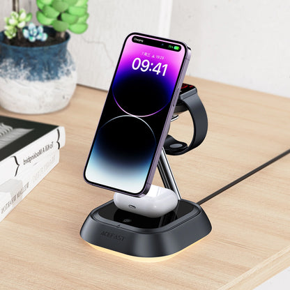 Bežični punjač Acefast E16 3u1, 15W, 1.67A, Crni