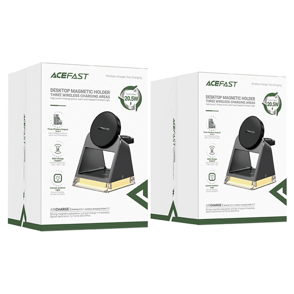 Bežični punjač Acefast E17 3u1, 15W, 1.67A, Crni