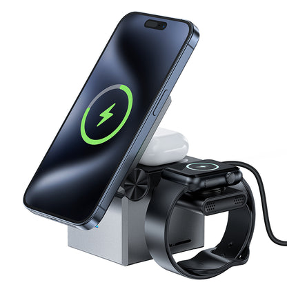 Bežični punjač Acefast E18 Rubik's Cube 3u1, 23W, 1.67A, Sivi