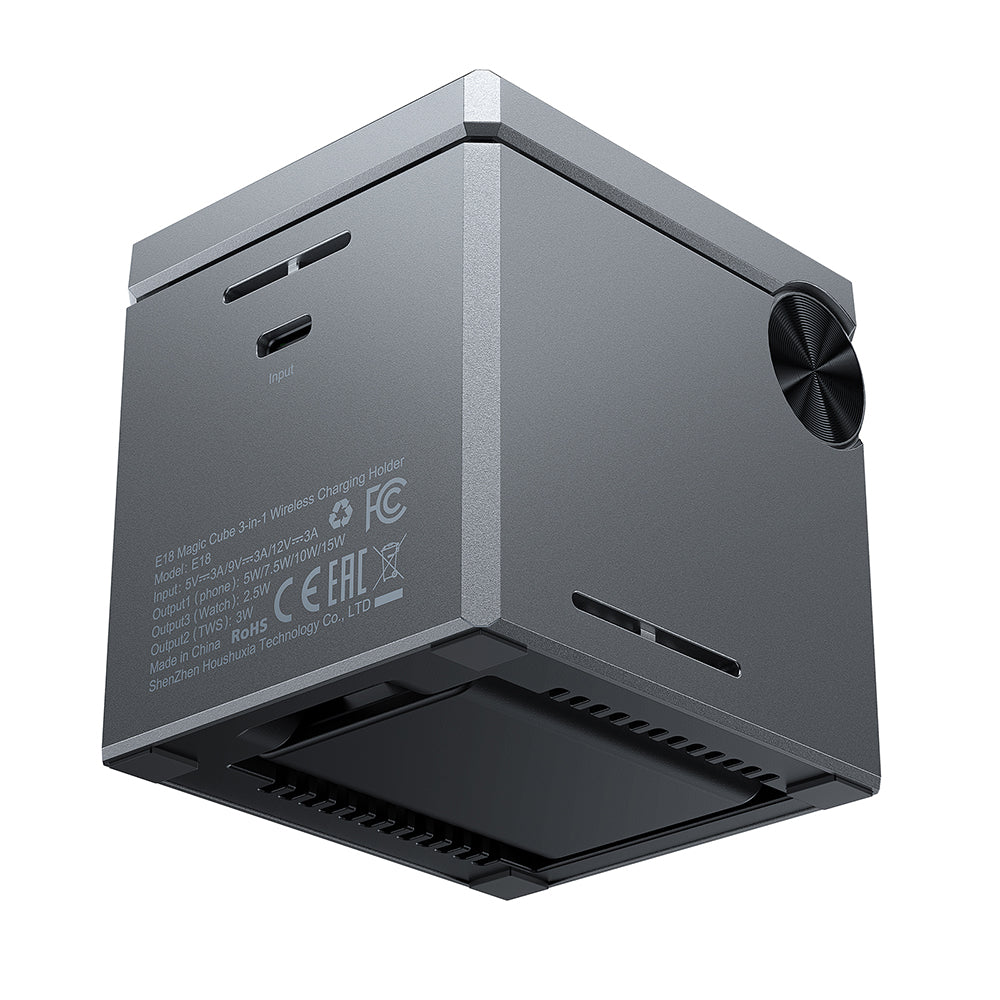 Bežični punjač Acefast E18 Rubik's Cube 3u1, 23W, 1.67A, Sivi