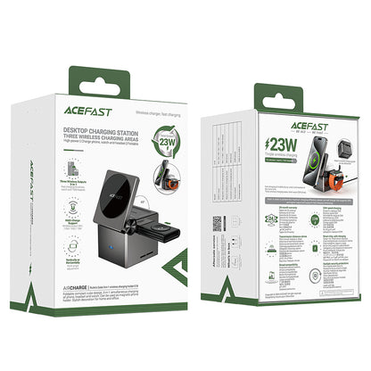 Bežični punjač Acefast E18 Rubik's Cube 3u1, 23W, 1.67A, Sivi