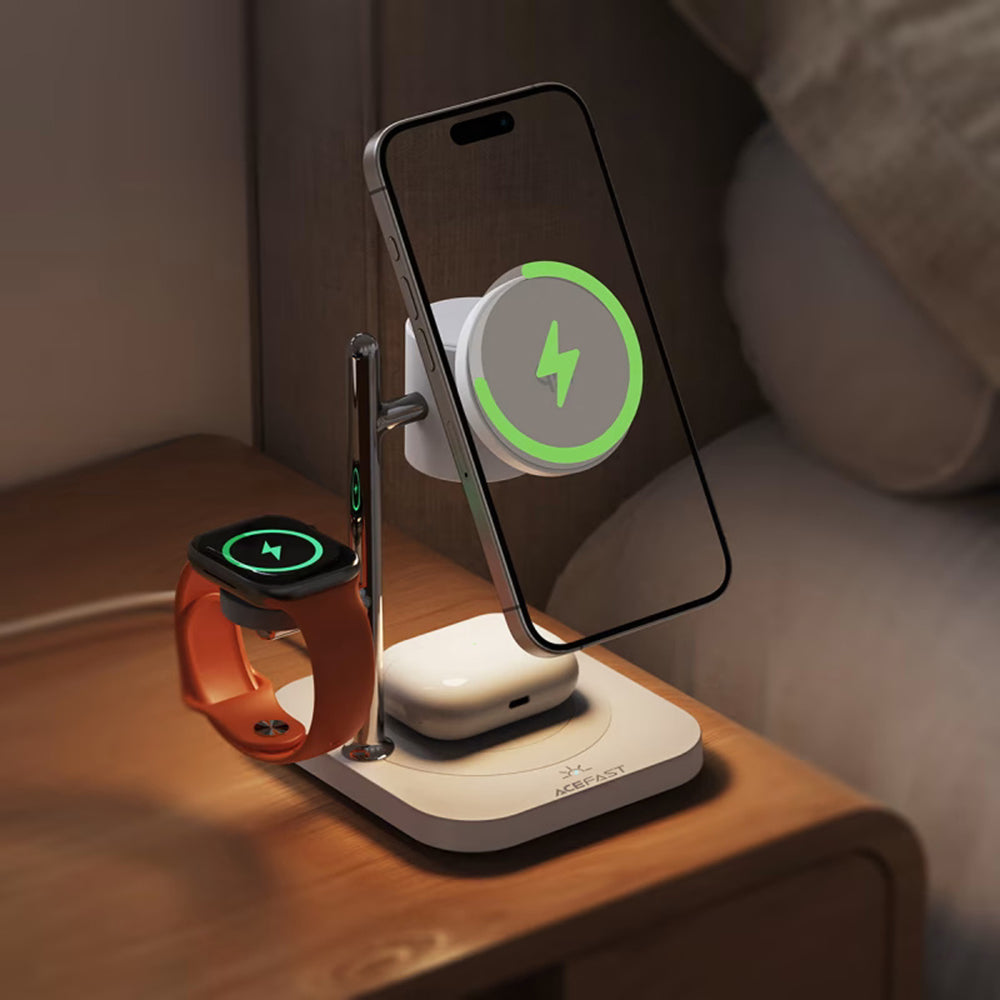 Bežični punjač Acefast E39 3u1, 32.5W, Bijeli