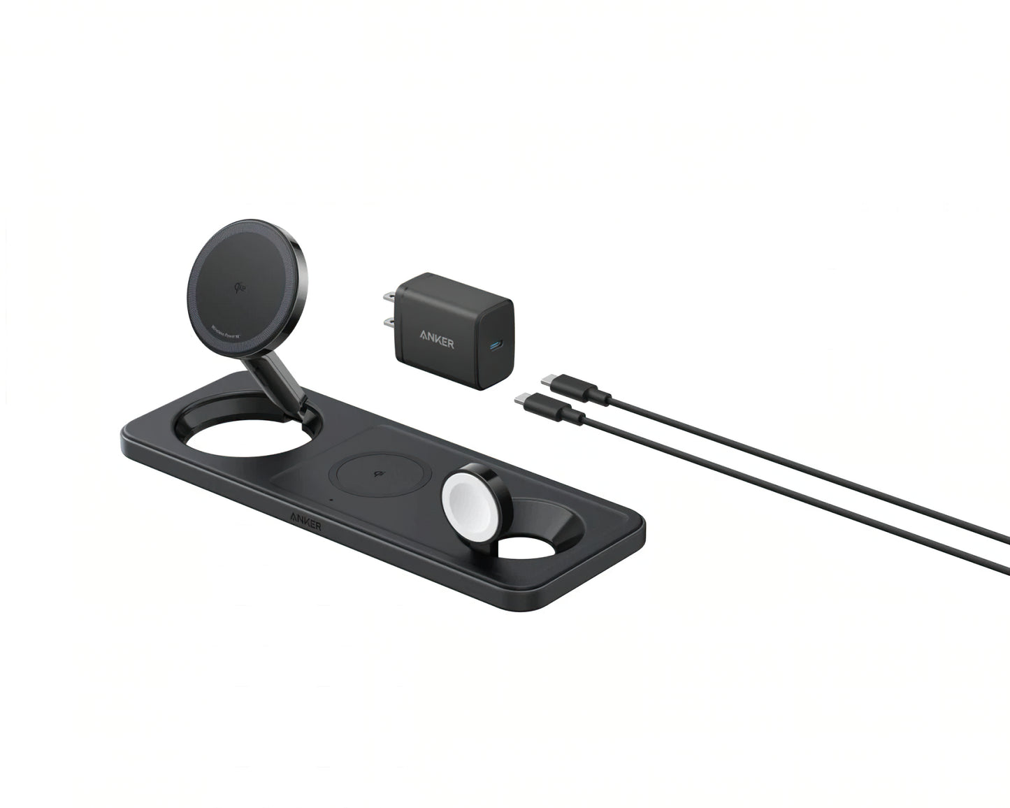 Bežični punjač Anker MagGo 3in1, 15W, 1.67A, Crni B25M1311