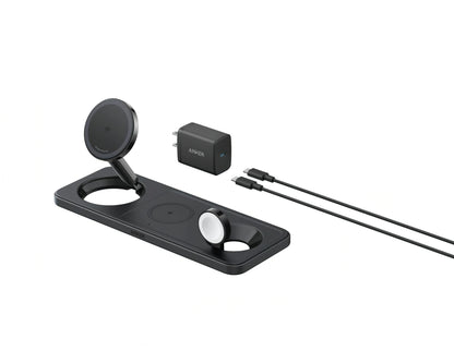 Bežični punjač Anker MagGo 3in1, 15W, 1.67A, Crni B25M1311