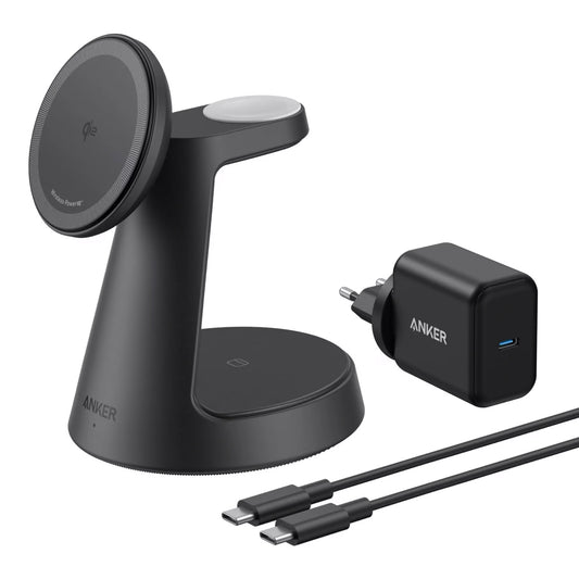 Bežični punjač Anker MagGo 3in1, 15W, 1.67A, Crni B25M4G11