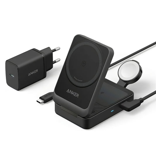 Bežični punjač Anker MagGo 3in1, 15W, 1.67A, Crni, Ponovno zapakiran B2557311