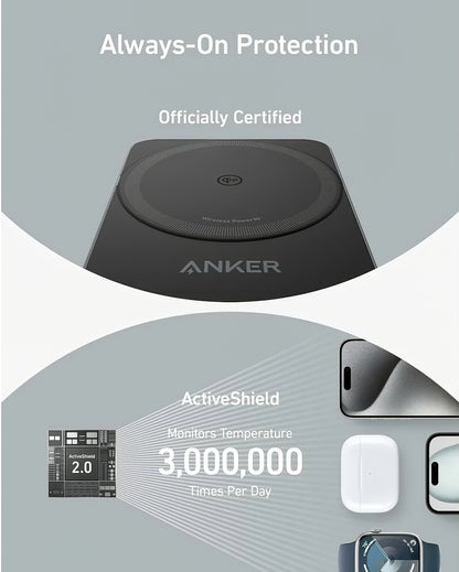 Bežični punjač Anker MagGo 3in1, 15W, 1.67A, Crni, Ponovno zapakiran B2557311