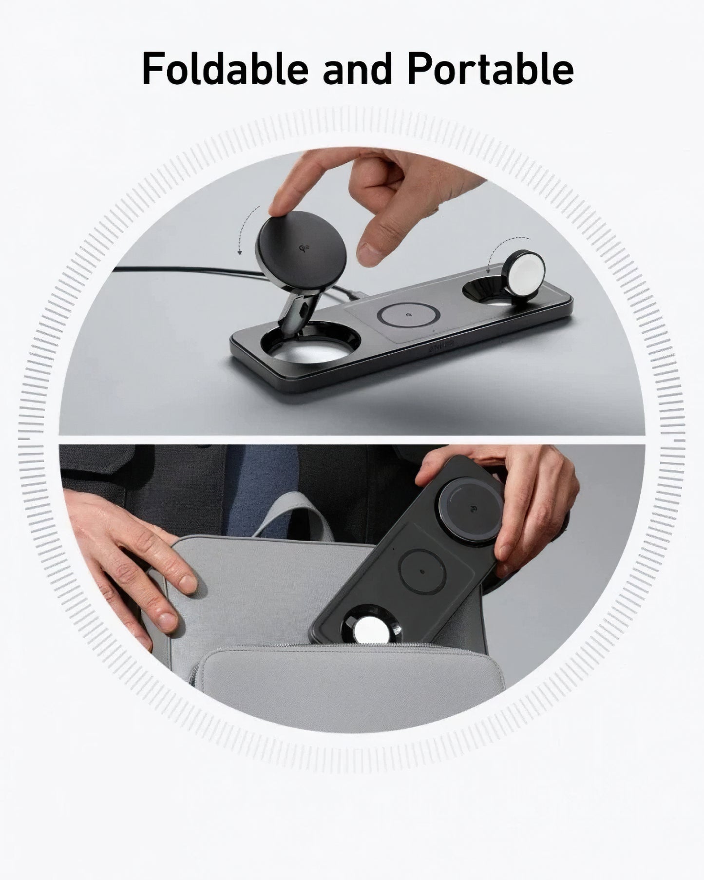 Bežični punjač Anker MagGo 3in1, 15W, 1.67A, Crni B25M1311