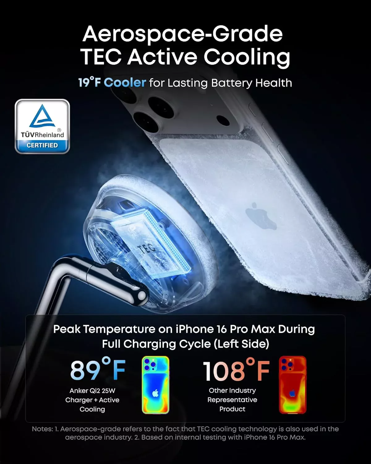 Bežični punjač Anker Prime MagGo AirCool 3in1, 25W, Crni B25X7G11