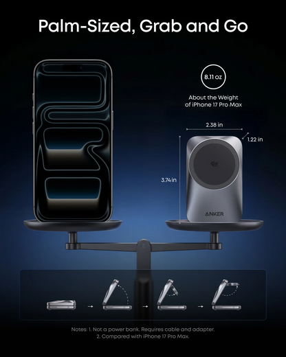 Bežični mrežni punjač Anker Prime MagGo 3u1, 25W, Crni A25N1