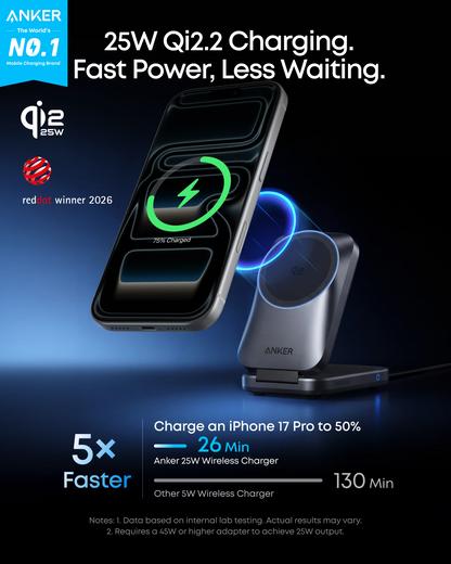 Bežični mrežni punjač Anker Prime MagGo 3u1, 25W, Crni A25N1