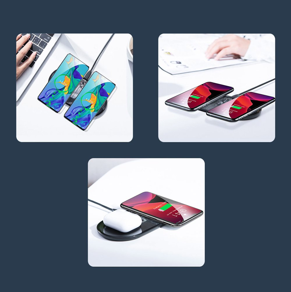 Bežični punjač Baseus Simple 2in1, 15W, 1.67A, Transparentan WXJK-A01