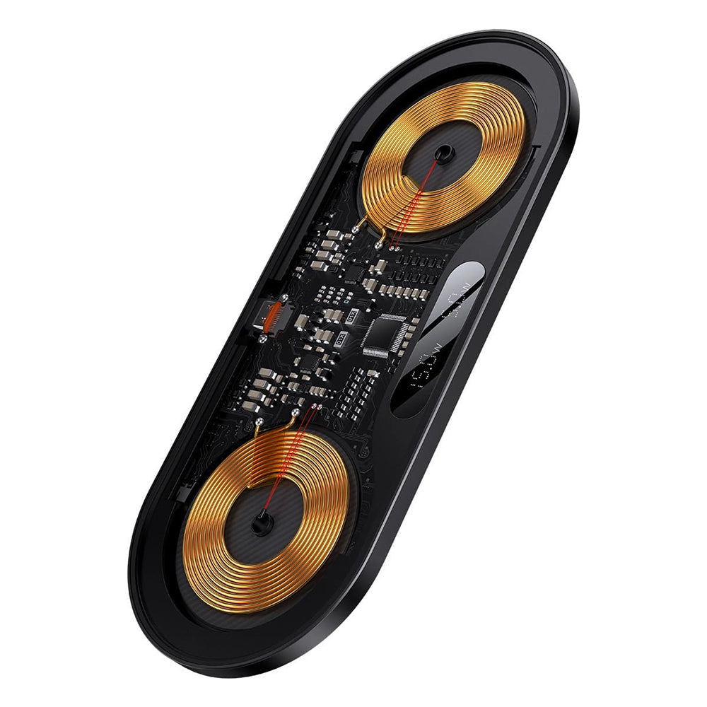 Bežični mrežni punjač Baseus s digitalnim LED zaslonom, 20W, 1.1A, crni WXSX010101