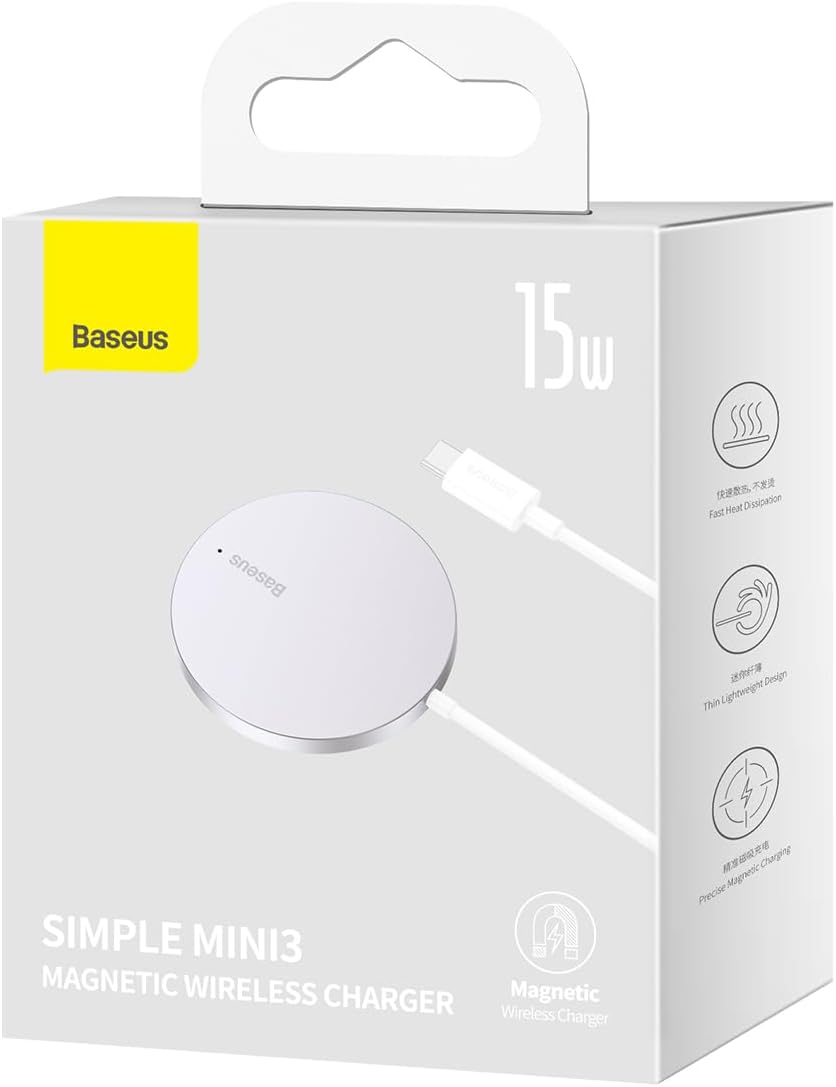 Bežični punjač Baseus Simple Mini 3, 15W, 1.67A, srebrni CCJJ040012