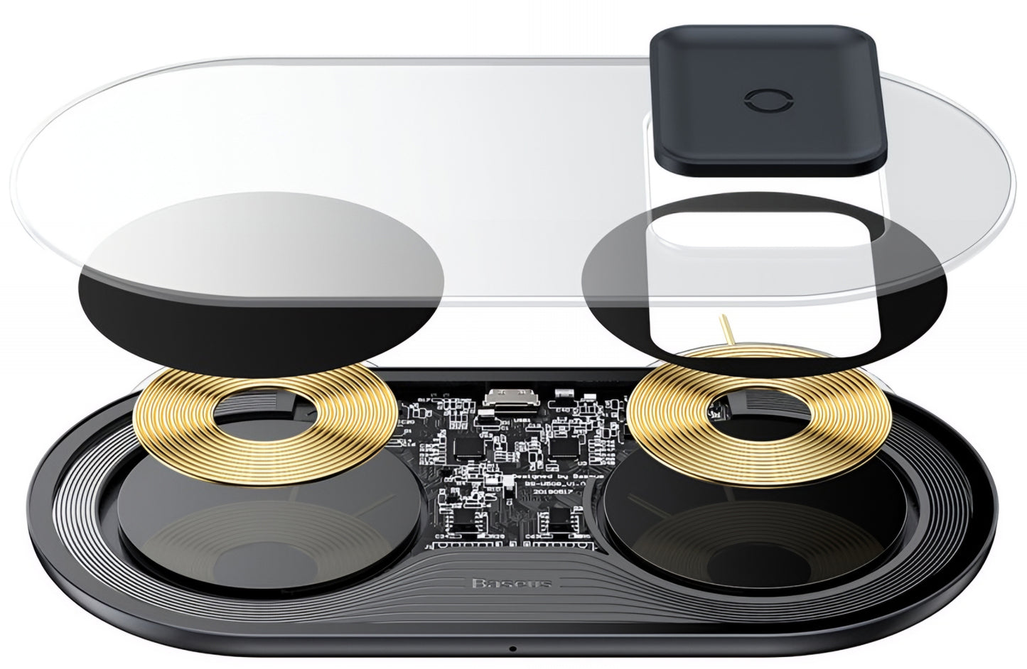 Bežični punjač Baseus Simple 2in1, 15W, 1.67A, Transparentan WXJK-A01