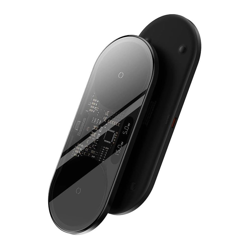 Bežični mrežni punjač Baseus s digitalnim LED zaslonom, 20W, 1.1A, crni WXSX010101