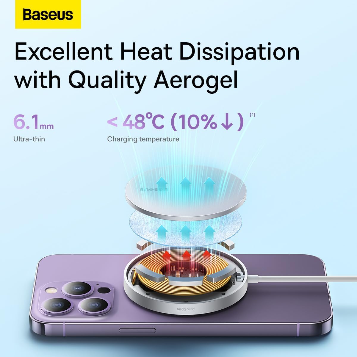 Bežični punjač Baseus Simple Mini 3, 15W, 1.67A, srebrni CCJJ040012