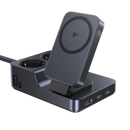 Punjač Stanica Baseus Nomos ND11 QI 6u1, 67W, 3.35A, 1 x USB-A - 2 x USB-C - 2 x Schuko, Crna P80015804213-00